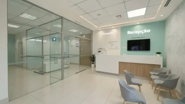 Render: galpão configurado como clínica ou laboratório